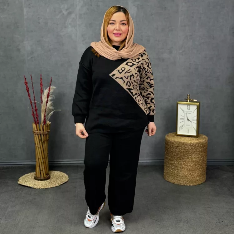 ست پلیور و شلوار دخترانه پلنگی کد 27983