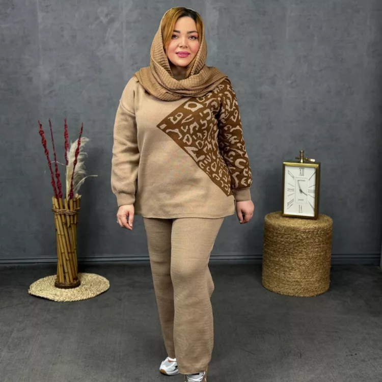 ست پلیور و شلوار دخترانه پلنگی کد 27983