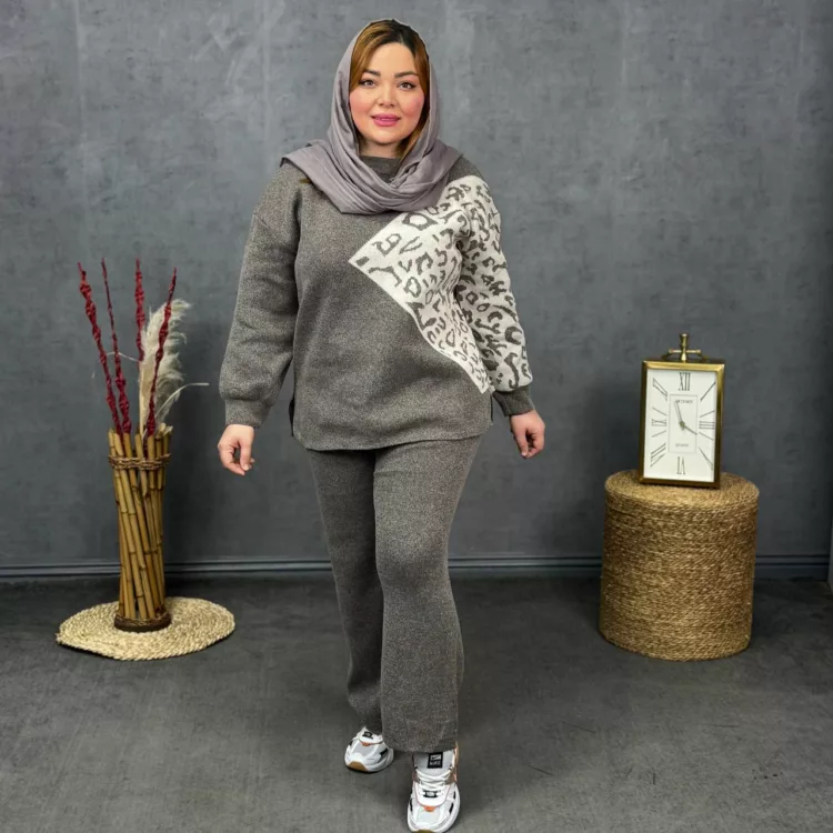 ست پلیور و شلوار دخترانه پلنگی کد 27983