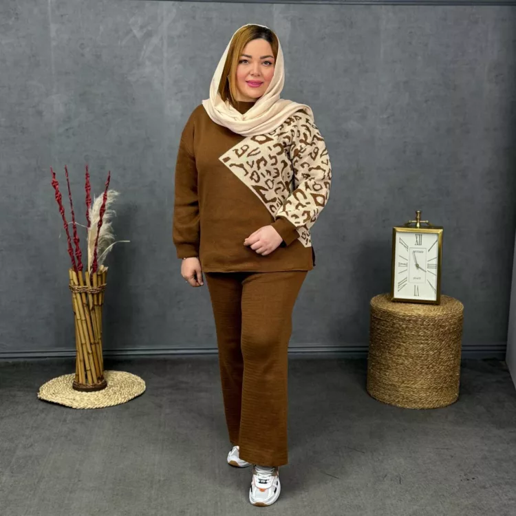 ست پلیور و شلوار دخترانه پلنگی کد 27983