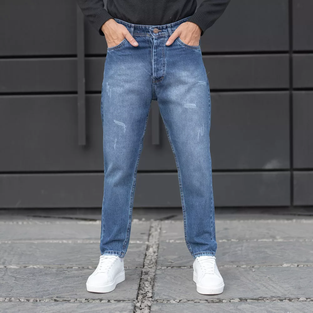 شلوار جین مردانه مام آبی کد 28241