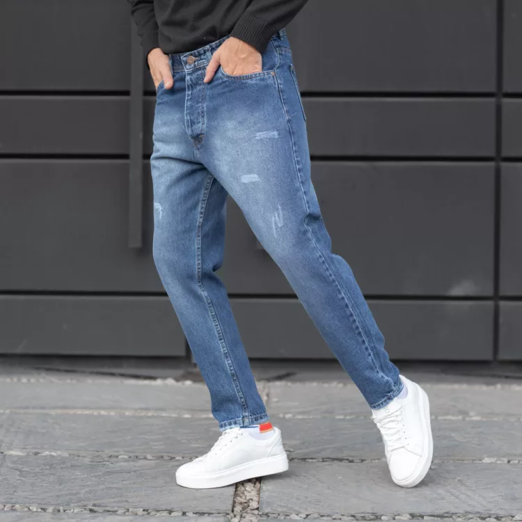 شلوار جین مردانه مام آبی کد 28241