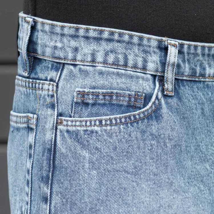 شلوار جین مردانه بگ آبی روشن کد 28225