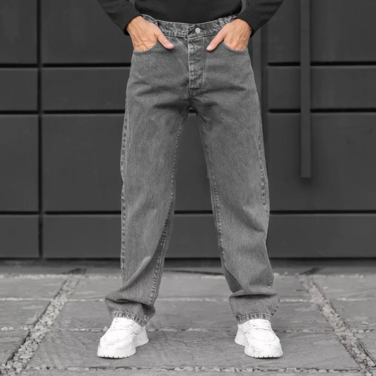 شلوار جین مردانه بگ خاکستری کد 28231