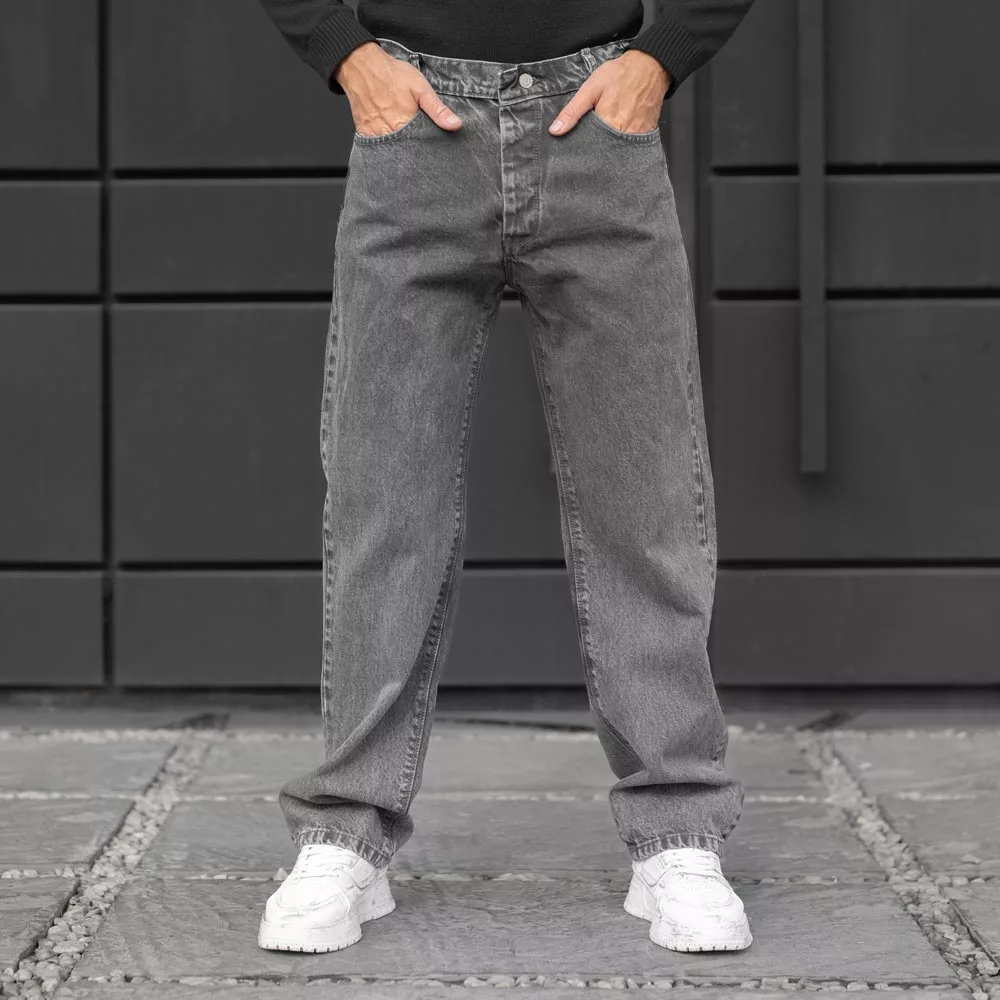 شلوار جین مردانه بگ خاکستری کد 28231