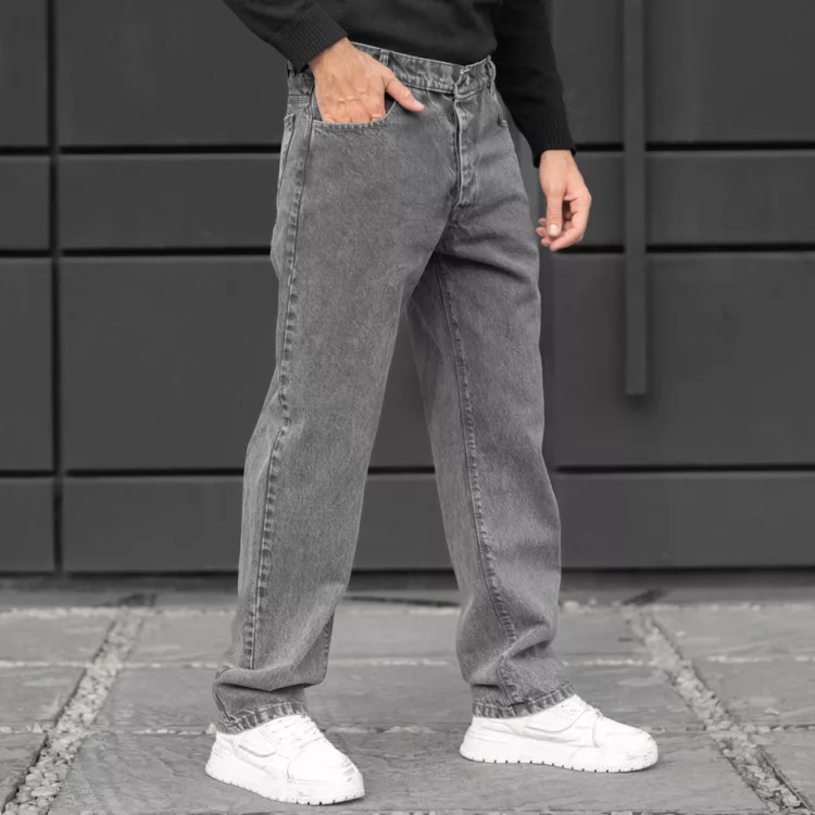 شلوار جین مردانه بگ خاکستری کد 28231
