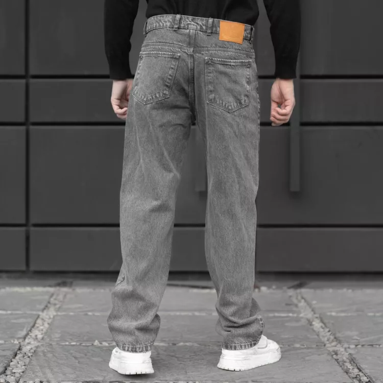 شلوار جین مردانه بگ خاکستری کد 28231