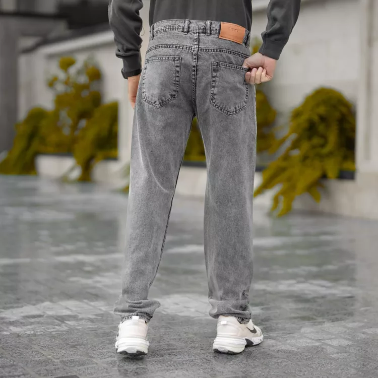 شلوار جین مردانه نیم بگ خاکستری کد 28243