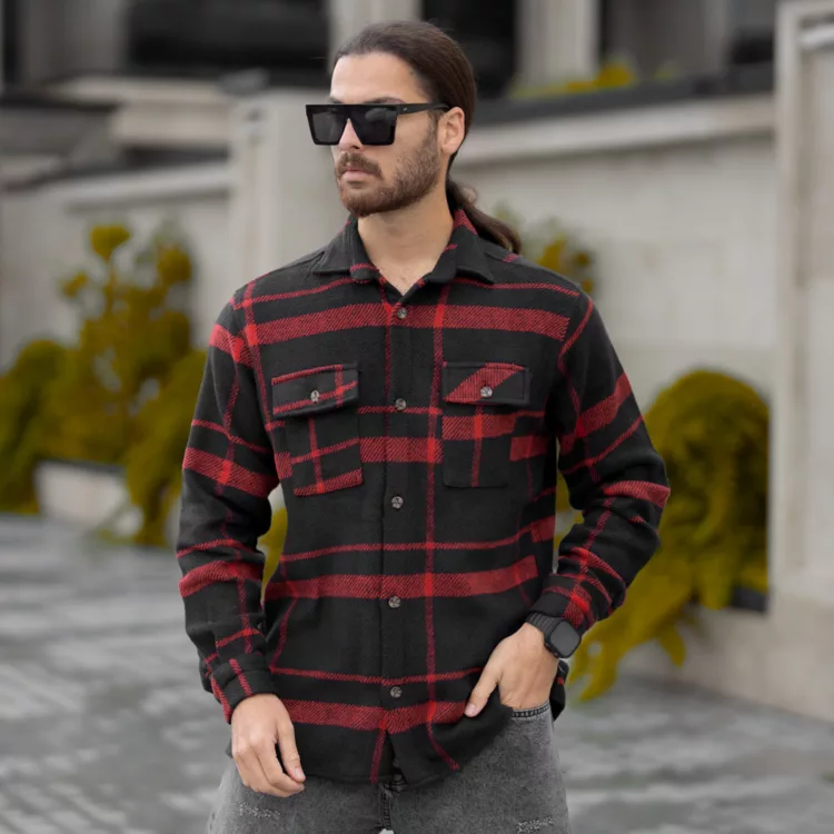 پیراهن مردانه پشمی چهار خونه کد 28251