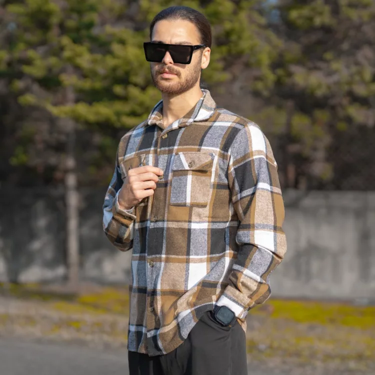 پیراهن مردانه پشمی چهار خونه کد 28295