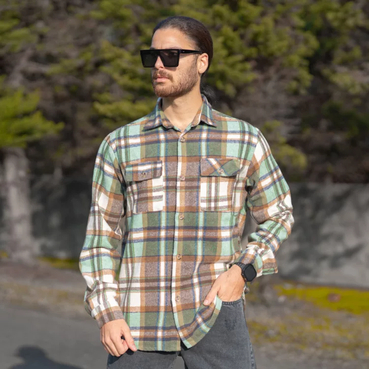 پیراهن مردانه پشمی چهار خونه کد 28294