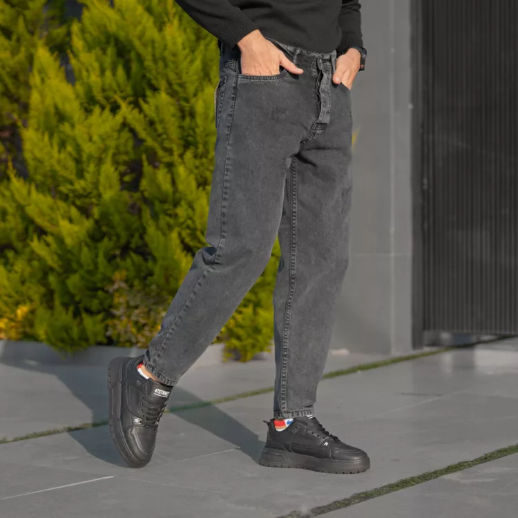 شلوار جین مردانه مام ذغالی کد 28301