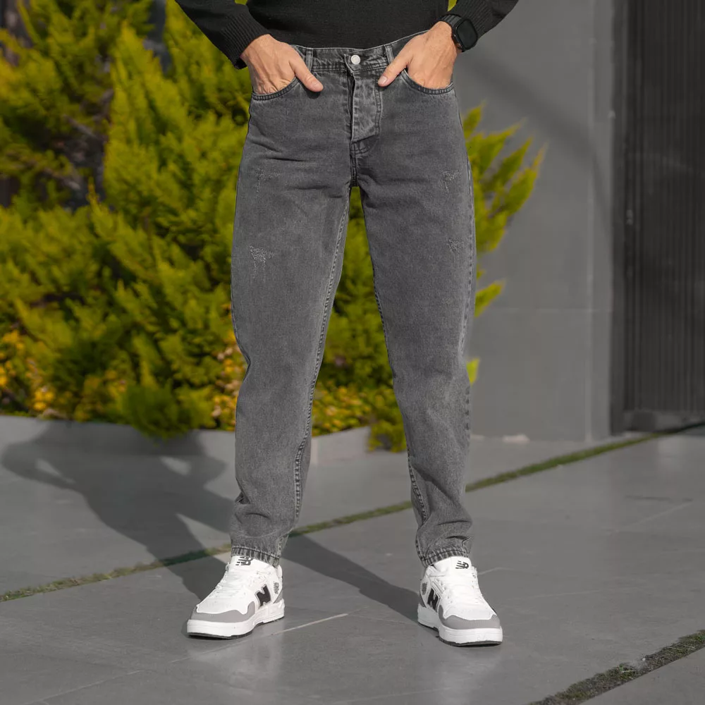 شلوار جین مردانه مام خاکستری کد 28305