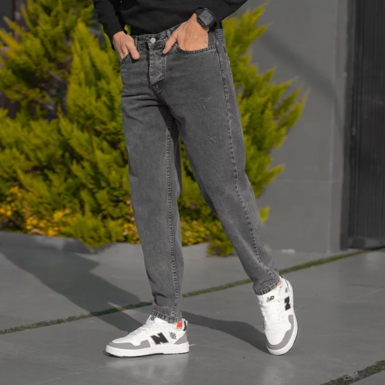 شلوار جین مردانه مام خاکستری کد 28305