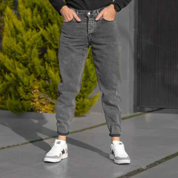 شلوار جین مردانه مام خاکستری کد 28305