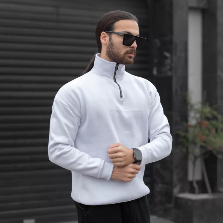 تیشرت دورس نیم زیپ مردانه کد 28332