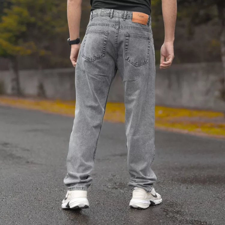 شلوار جین مردانه نیم بگ خاکستری کد 28320