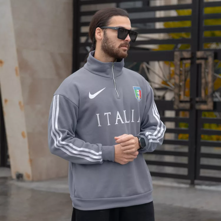 تیشرت نیم زیپ مردانه ایتالیا کد 28340