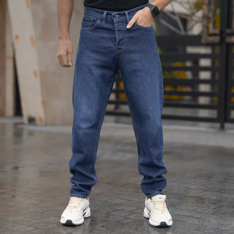 شلوار جین مردانه مام آبی تیره کد 28131