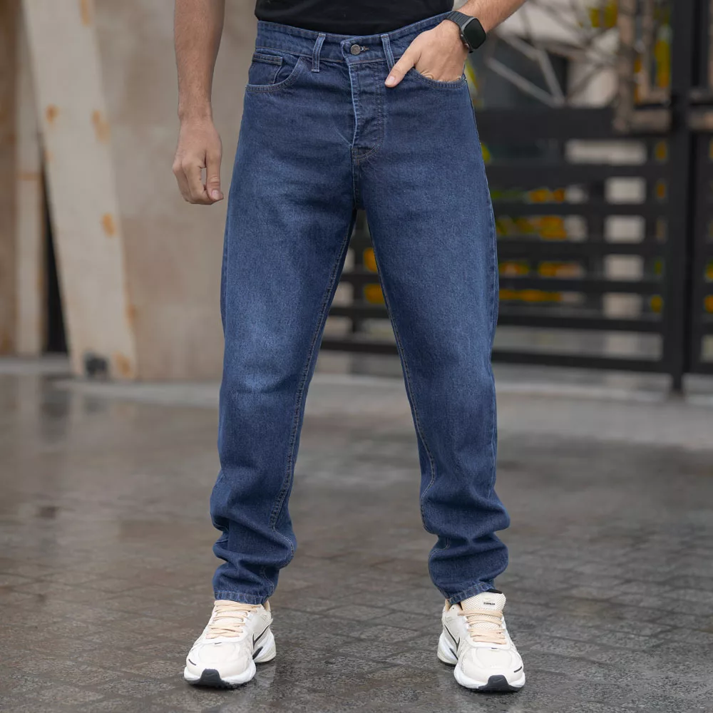 شلوار جین مردانه مام آبی تیره کد 28131