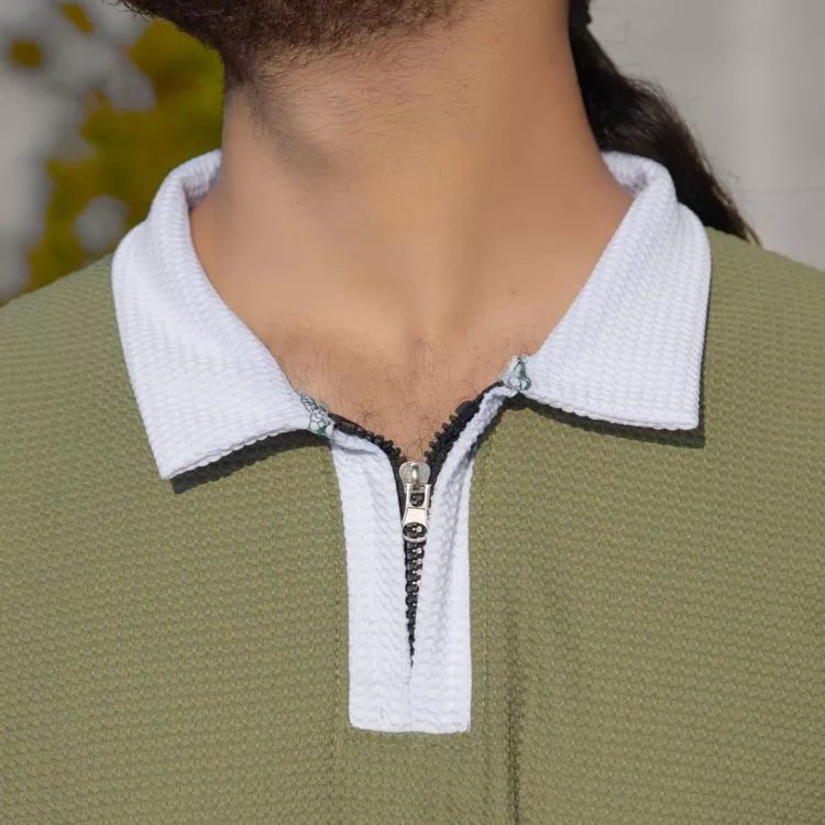 تیشرت مردانه نیم زیپ کد 28218