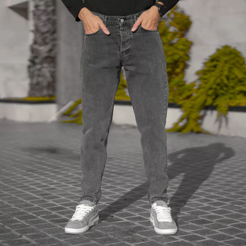 شلوار جین مردانه مام خاکستری کد 28305