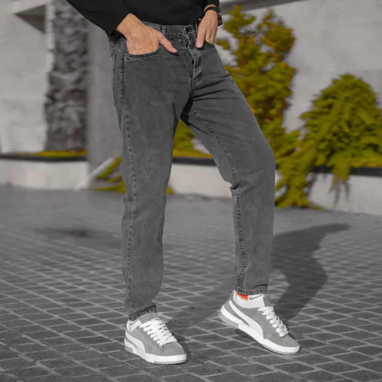 شلوار جین مردانه مام خاکستری کد 28305