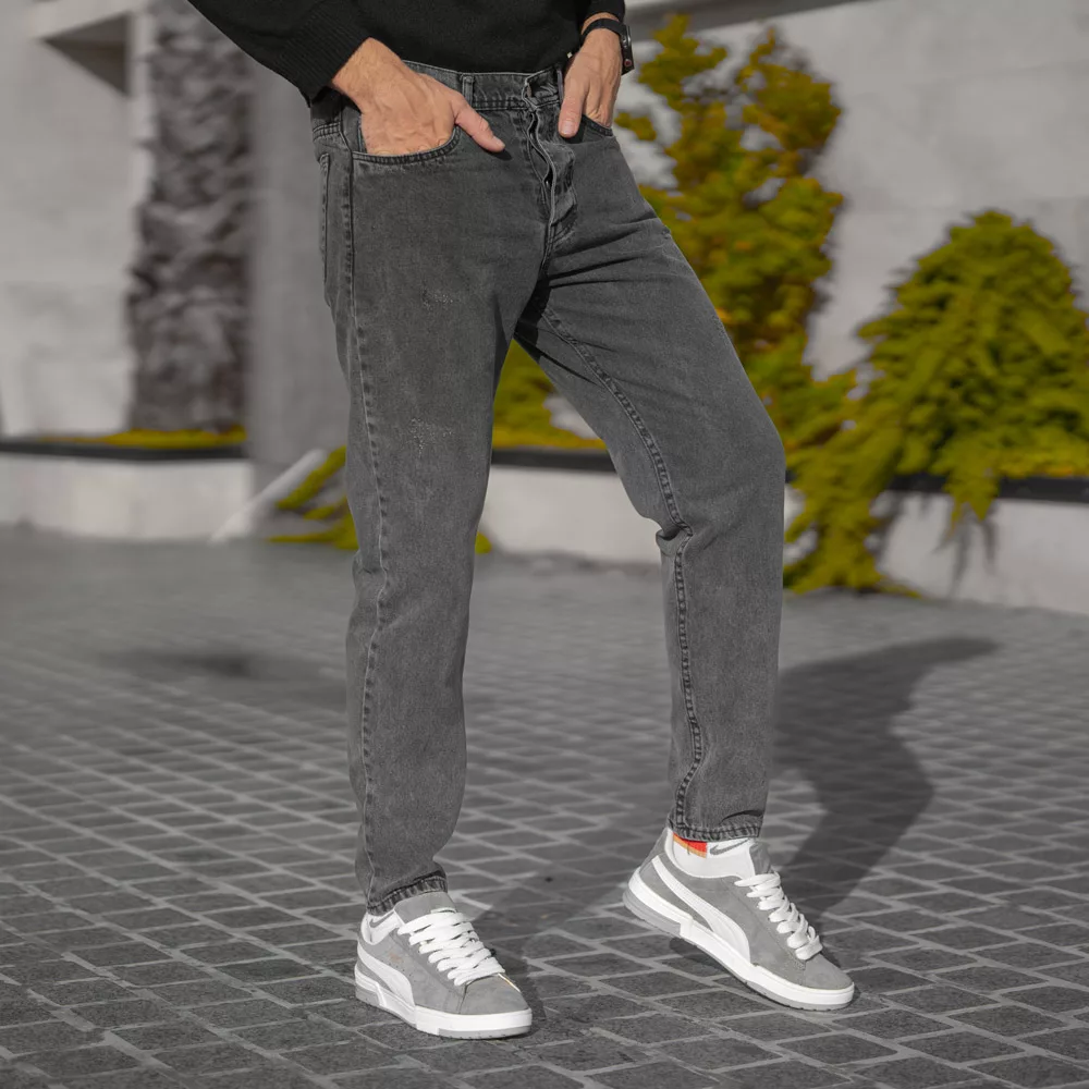 شلوار جین مردانه مام خاکستری کد 28305