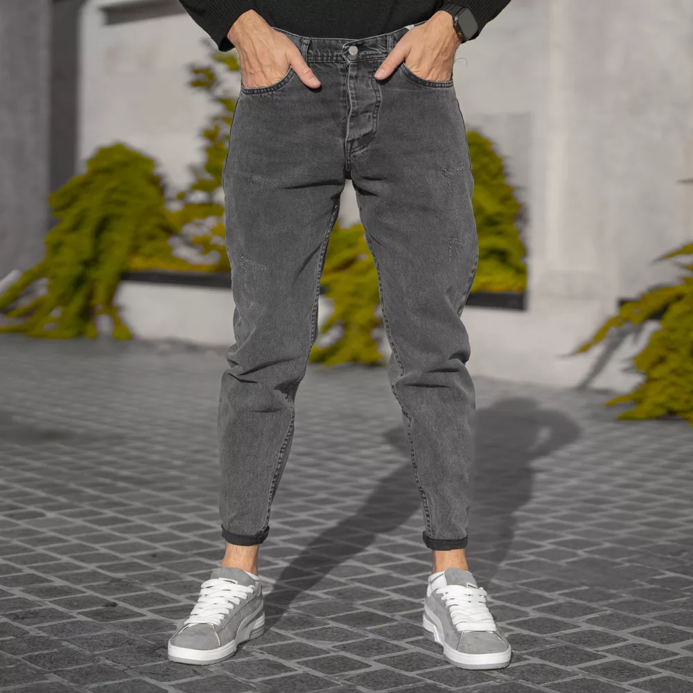شلوار جین مردانه مام خاکستری کد 28305