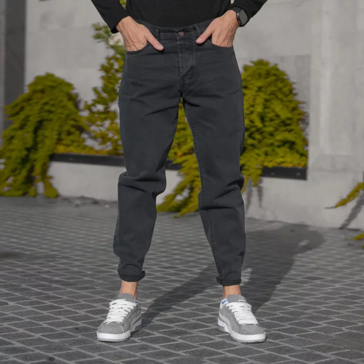 شلوار جین مردانه مام ذغالی کد 28365