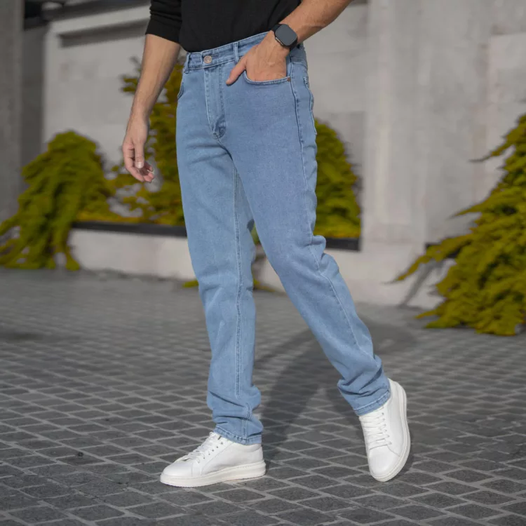 شلوار جین مردانه آبی روشن کد 28349