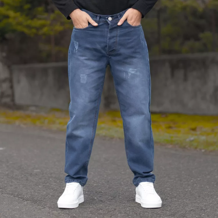 شلوار جین مردانه مام آبی کد 27985