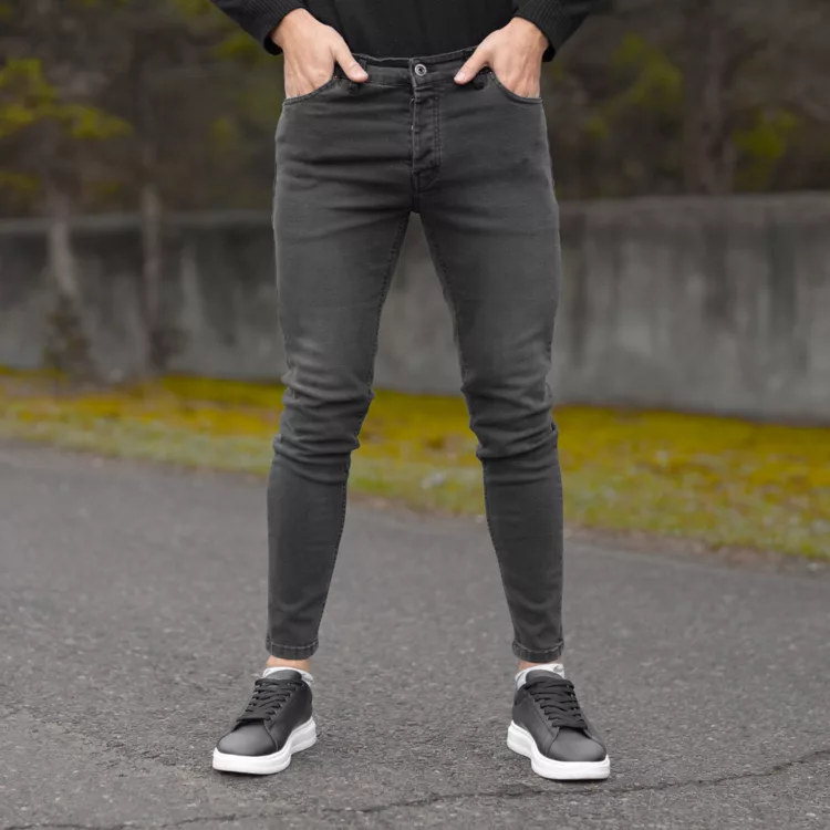 شلوار جین مردانه ذغالی کد 28375