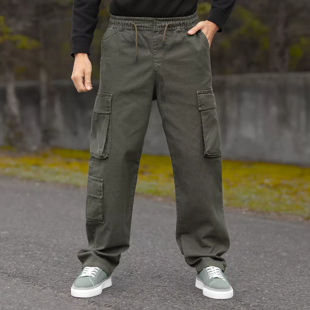 شلوار اسلش مردانه کارگو زیتونی کد 28388