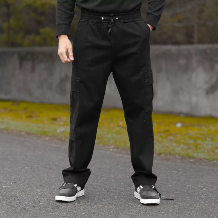 شلوار اسلش مردانه کارگو مشکی کد 28156