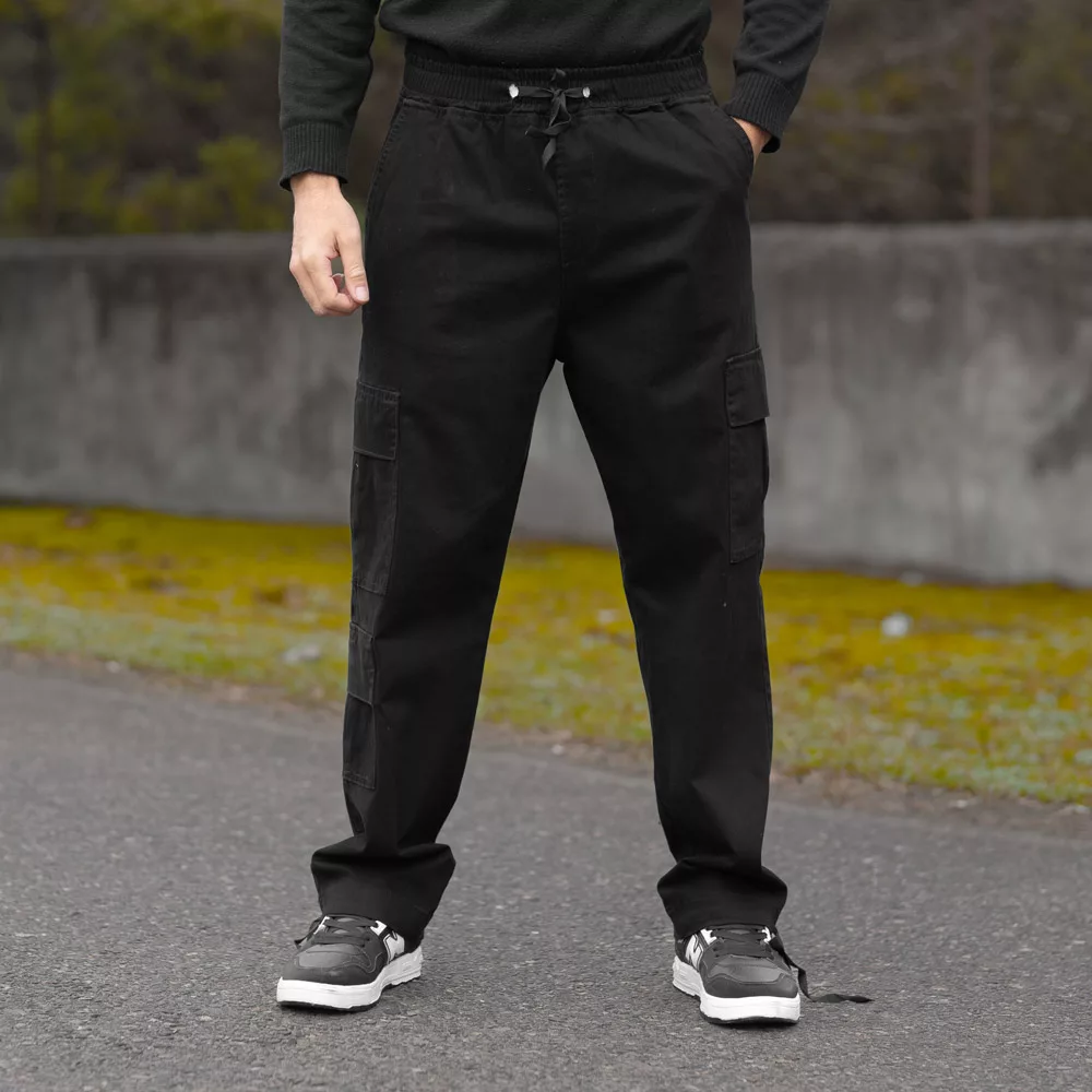 شلوار اسلش مردانه کارگو مشکی کد 28156