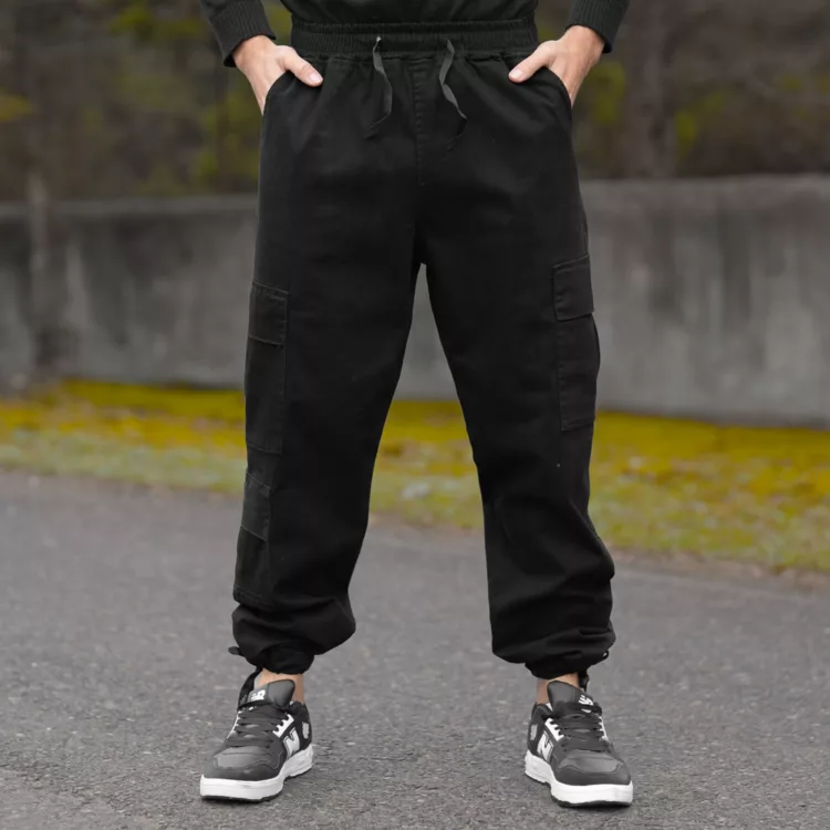 شلوار اسلش مردانه کارگو مشکی کد 28156