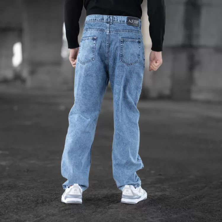 شلوار جین مردانه نیم بگ آبی کد 28391