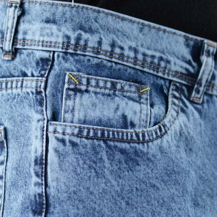 شلوار جین مردانه نیم بگ آبی کد 28391