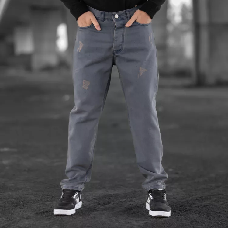 شلوار جین مردانه مام آبی کثیف کد 28392