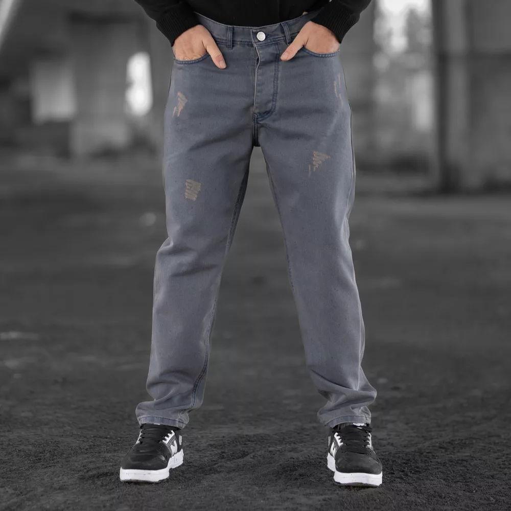 شلوار جین مردانه مام آبی کثیف کد 28392