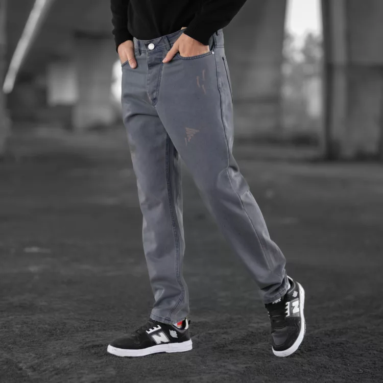 شلوار جین مردانه مام آبی کثیف کد 28392