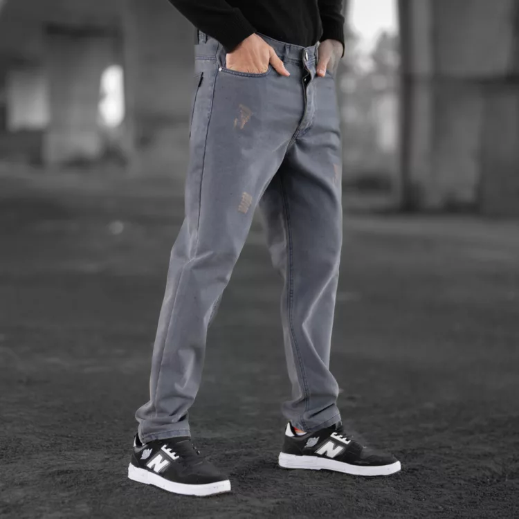 شلوار جین مردانه مام آبی کثیف کد 28392