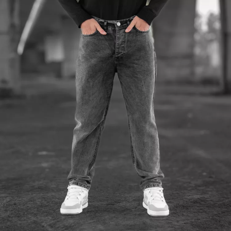 شلوار جین مردانه مام ذغالی کد 28393