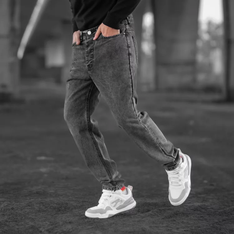 شلوار جین مردانه مام ذغالی کد 28393