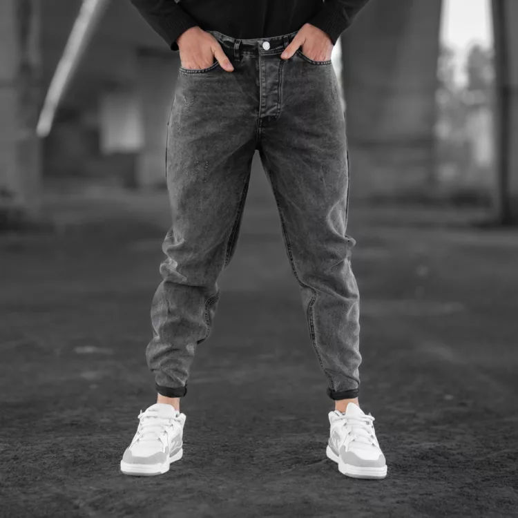 شلوار جین مردانه مام ذغالی کد 28393