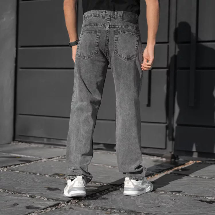 شلوار جین مردانه نیم بگ ذغالی کد 28395