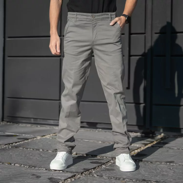 شلوار کتان مردانه پولو طوسی کد 28400