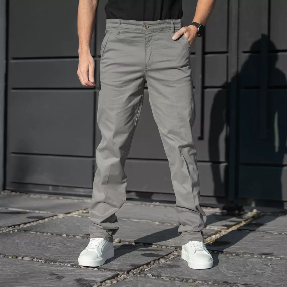 شلوار کتان مردانه پولو طوسی کد 28400