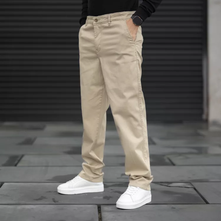 شلوار کتان مردانه پولو کرم کد 28402